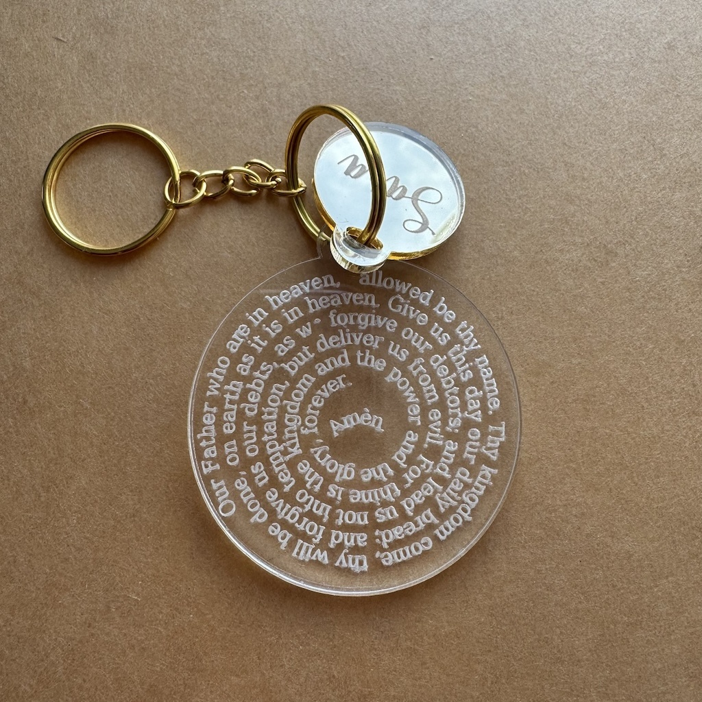 Acrylic and personalized "Our Father" Key Chain