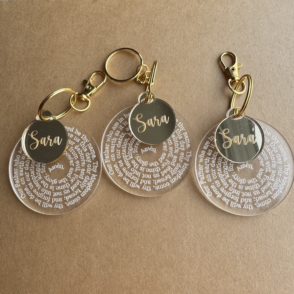 Acrylic and personalized "Our Father" Key Chain