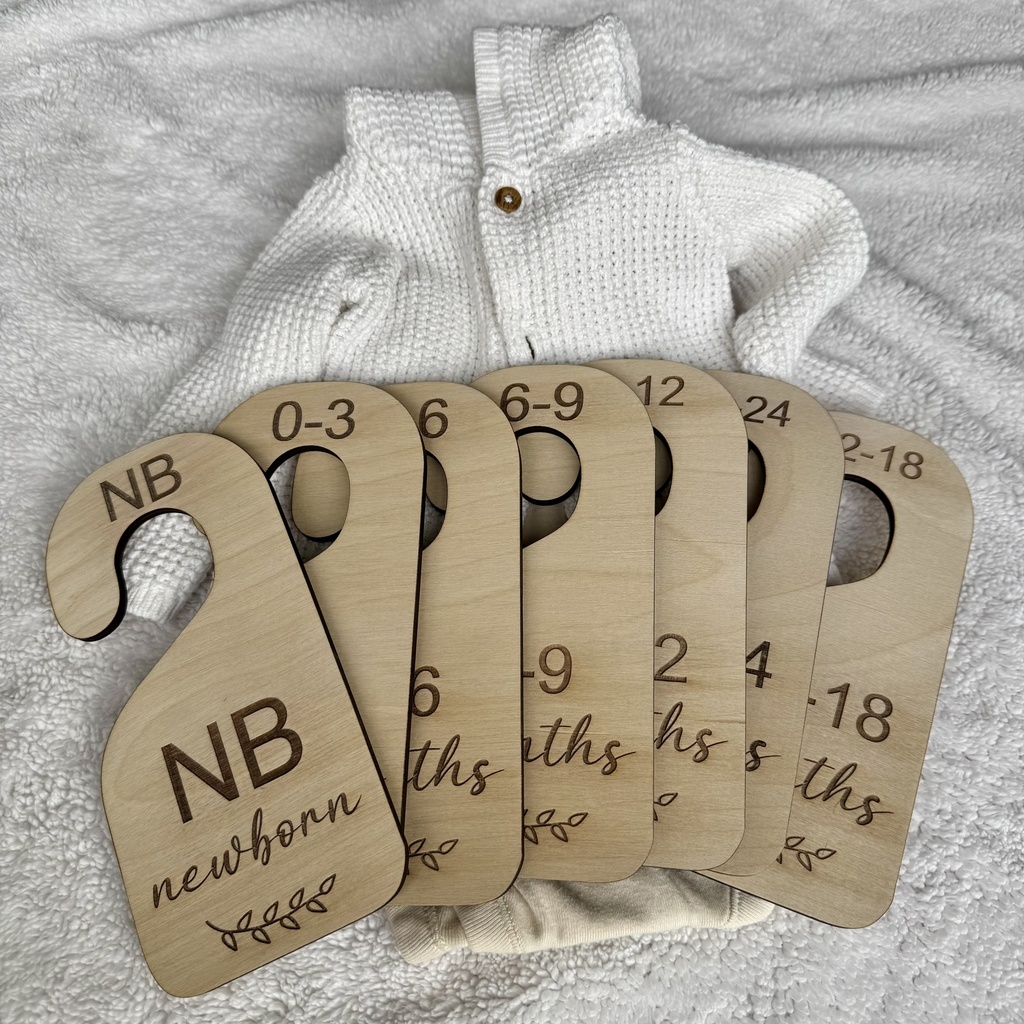Personalized, Wooden and engraved Closet Dividers Set of 7