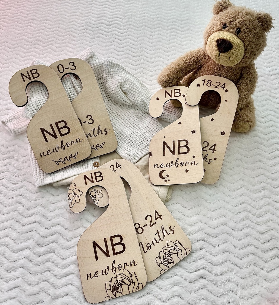 Personalized, Wooden and engraved Closet Dividers Set of 7