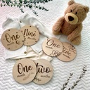 Wooden Personalized Baby Milestones + Hello World. Set of 13 Pieces