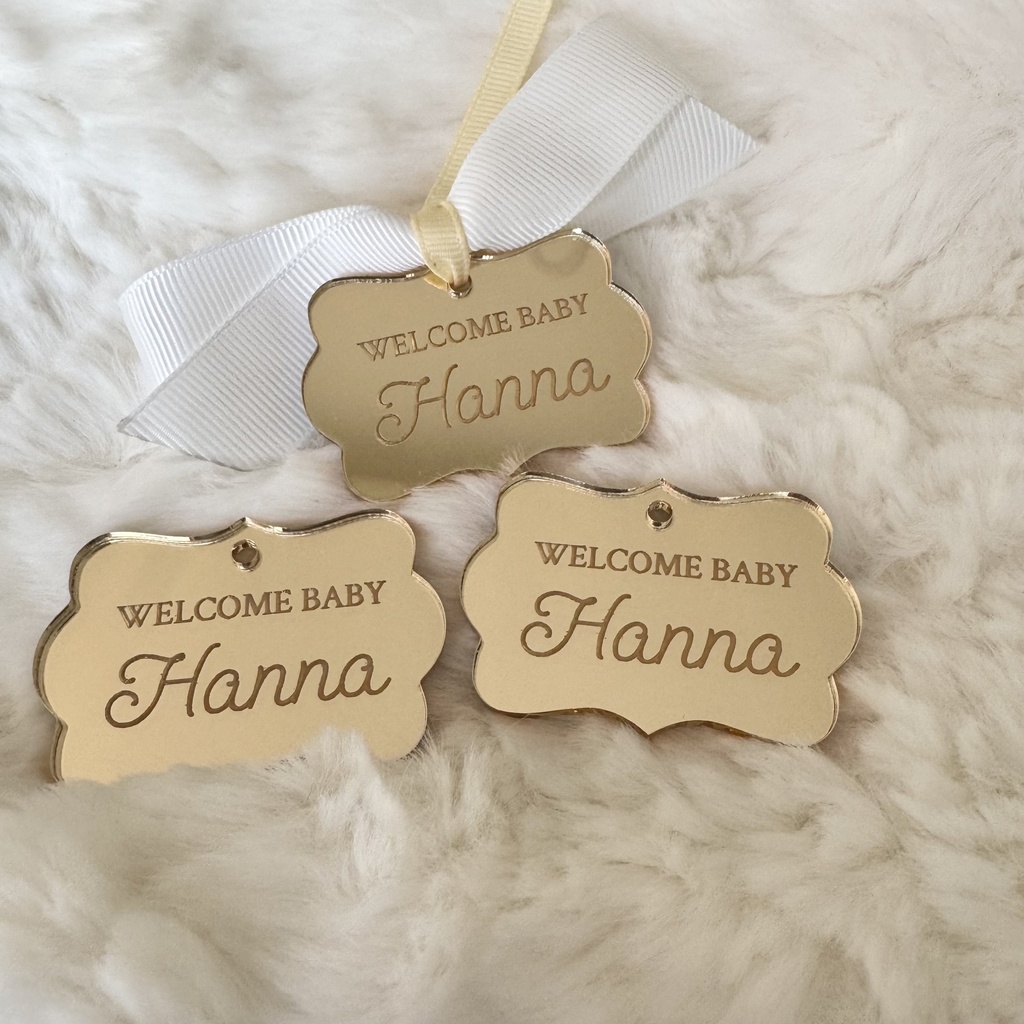Mirror Acrylic Welcome Baby Tags - 10 Pieces