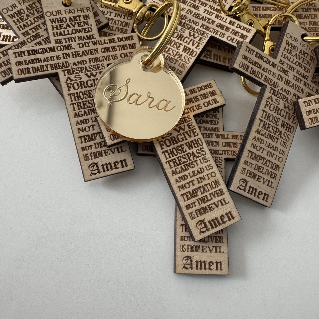 Pack of 12 -"Our Father" Cross Keychain