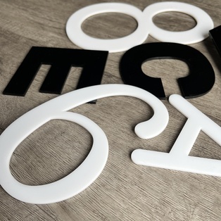3mm Black or White Adhesive custom acrylic number |Laser cut Acrylic letters & numbers