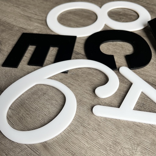 3mm Black or White Adhesive custom acrylic number |Laser cut Acrylic letters & numbers